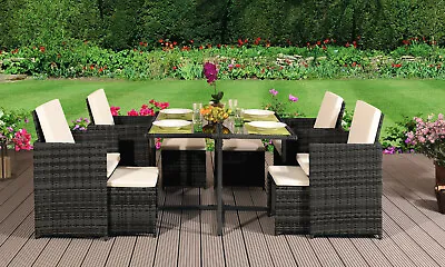 Buy Cube Rattan Garden Furniture Set Chairs Sofa Table Patio Wicker 8 Seater • 324.99£