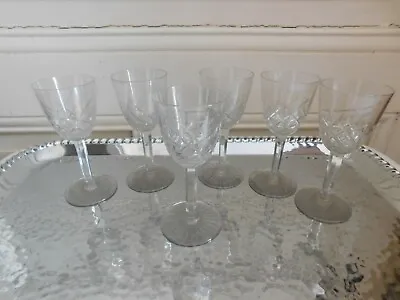 Buy Set Of Six Small Glasses Crystal Carved IN The Flavour Baccarat St Louis • 108.10£