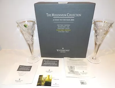 Buy Pair Of Waterford Crystal Millennium Prosperity Champagne Toasting Flutes In Box • 105.92£