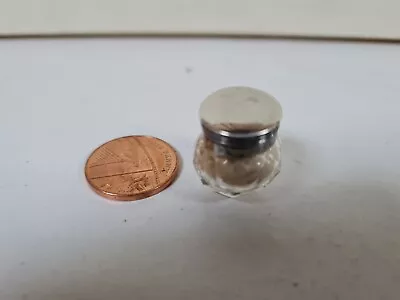 Buy  Miniature Antique Vintage Scent Bottle Perfume  Cut Glass Silver Top  • 5£
