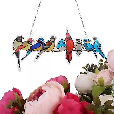 Buy Lovely Hummingbirds Stained Glass Ornaments Suncatcher Panel Girl's Hanging • 5.04£