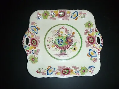 Buy Antique MASON'S CHINA ENGLAND HANDLED VIBRANT URN FLORAL SERVING PLATE • 28.61£