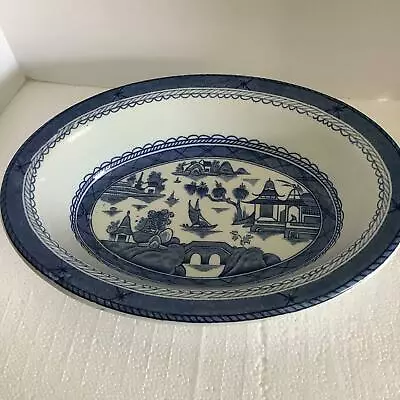Buy VTG Wood & Sons Woods Ware CANTON BLUE Willow Asian Oval Vegetable Bowl England • 32.12£