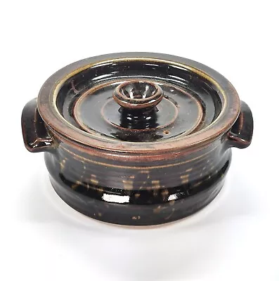 Buy Large Vintage Peter Arnold Alderney Studio Pottery Tenmoku Glazed Lidded Pot • 30£