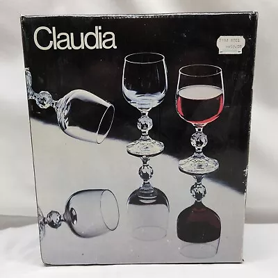 Buy Vintage Claudia Bohemia Crystal Wine Glasses  Fine Lead Crystal Set Of 6 • 42.65£
