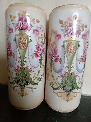 Buy Pair Of Royal Winton Grimwade`s Vases Hand Painted Gold Detail 28cm High 11cm W • 40.99£