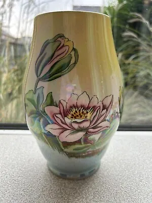 Buy Royal Winton Grimwades Floral Yellow Pearlescent Vase 22.5cm • 9.99£