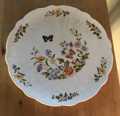 Buy Aynsley Cake Plate Cottage Garden Vintage White Flowers Butterfly Bone China • 9£