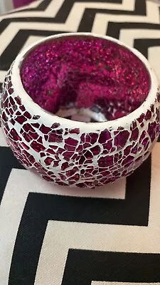 Buy Purple Mosaic Tea Light Holder Crackle Glass Candle Holder Smashed Effect Globe. • 15.99£
