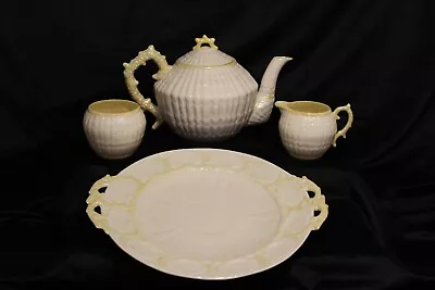 Buy Belleek Limpet Tea Set: Teapot, Cream, Sugar & Cake Plate - 5th Green Mark • 165.06£