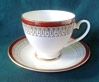 Buy Royal Grafton Majestic Teacup & Saucer Bone China Tea Duo In Red White And Gold • 21.95£