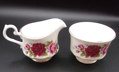 Buy Queen Anne Bone China Creamer & Sugar Bowl Set Gold Edged Roses Made In England  • 18.94£