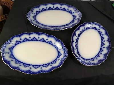 Buy Antique Flow Blue Set Of Three Dinner Plates Astral W H Grindley • 30£