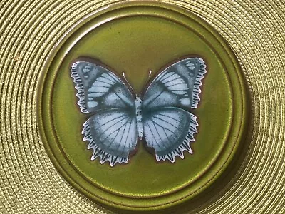 Buy Vintage Hornsea Pottery Circular Wall Plaque Green  With Butterfly • 14£