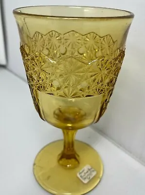 Buy Antique EAPG Amber Glass Pointed Daisy + Button  Queen  Goblet 1890's Very Good  • 18.20£