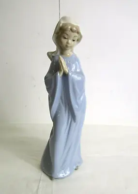 Buy Nao By Lladro Girl Praying Nun Woman Blue Dress 1980 High 27 Cm • 11.99£