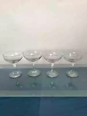 Buy 4 Vintage 1950s Champagne Saucers With Hexagonal Stems • 25£