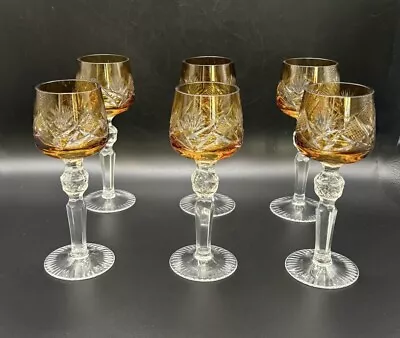 Buy 6 Bohemian Cut To Clear Liquor Cordial Glasses Nachtmann/Lausitzer Style • 64.99£