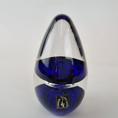Buy Langham Glass House Paperweight Blue And Clear 10.5cm High • 19.95£
