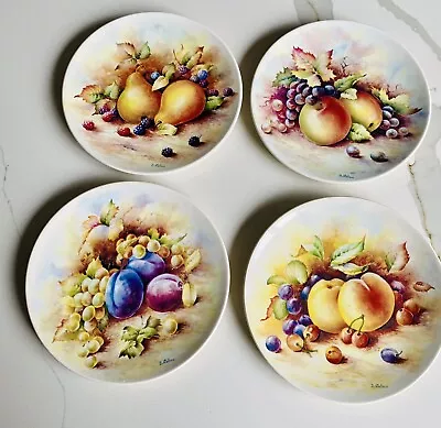 Buy Set Of Four Vintage Poole Pottery 6” Scenic Plates (fruits) By D Wallace. • 11.50£