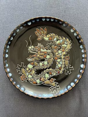 Buy Enamelled Pottery Stylised Dragon Wall Plaque • 4£