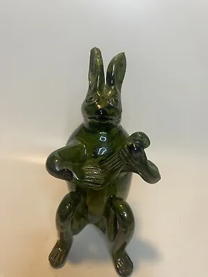 Buy Green Glaze Pottery Rabbit Playing Lyre Guitar Vase Flower Frog Vintage 7” Tall • 34.58£