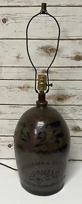 Buy Antique Williams & Reppert Greensboro Pa 2 Gallon Salt Glaze Jug Lamp • 203.98£
