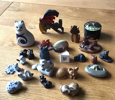 Buy Vintage Collection Of Cats 23 Pottery Wood • 14.99£