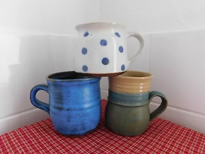 Buy 3 Lovely Assorted Studio Pottery Mugs Inc One Signed MF • 14.99£