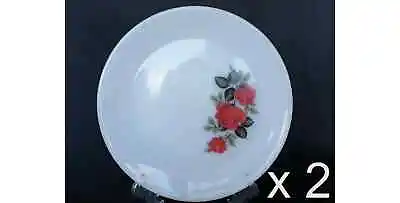 Buy 2 X Vintage Phoenix Opal Ware Dinner Plates, 10  Red Rose, Made In England • 6.65£