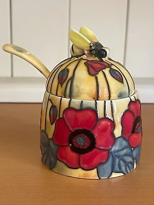 Buy Old Tupton Ware Honey Pot And Spoon -  Stunning Red Poppy Design • 22£