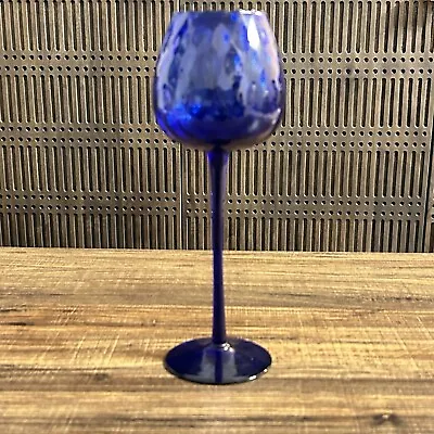 Buy Empoli Optic Glass Cobalt Blue Goblet Stem Pedestal • 18.96£