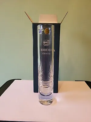 Buy A Bohemia Crystal Hand-etched Clear Glass Single Stem Vase: 8  Tall: Vgc & Boxed • 7.80£