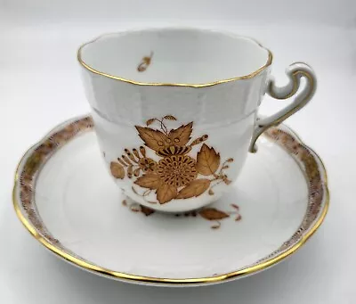 Buy Herend Hungary Cup And Saucer Bone China - Chinese Bouquet Rust - Vintage • 71.13£