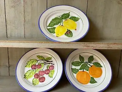 Buy Hand Painted Vintage Portuguese Pottery Plate Set Depicting Fruits • 55£