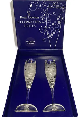 Buy ROYAL DOULTON CELEBRATION FLUTES/Champagne Glasses - Limit Edition Year 2000 New • 24.01£