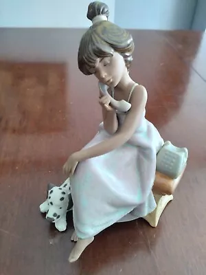 Buy Lladro Figurine, Chit-Chat, Girl On Phone With Dalmatian Dog • 21£