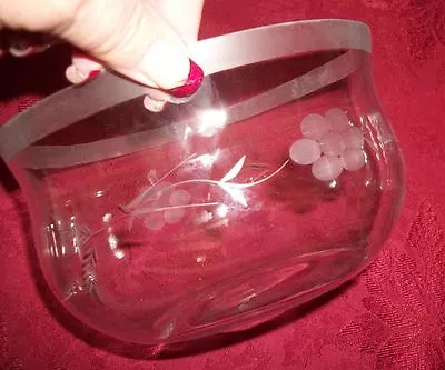 Buy Gorgeous Vintage Etched Glass Serving Bowl W/Floral Design 4 H X 7 D • 7.90£