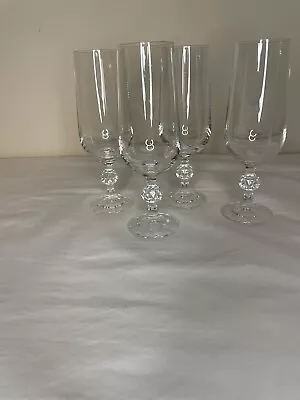 Buy Claudia Bohemia Fine Crystal Champagne Flutes Lot Of 4 Glasses Style #5036 VTG • 36.05£