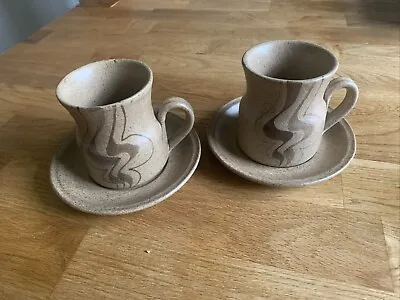 Buy Vintage Studio Pottery Mugs, Set 2, Larbert Pottery Barbara Davidson Swirl Wave • 29.99£