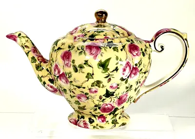 Buy Vintage Arthur Wood & Son Pink Roses Chintz Teapot England Never Used • 85.03£