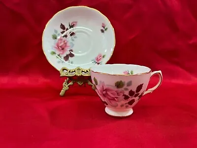 Buy Royal Vale England Pink Red Rose Teacup Saucer Bone China • 18.14£
