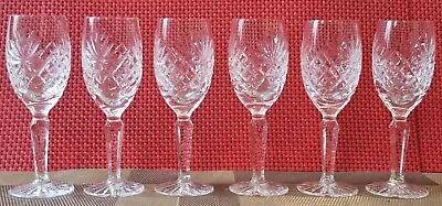 Buy Set Of 6 Superb Quality Bohemia Cut Lead Crystal Wine Glasses: Hexagonal Stem • 35£