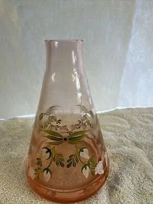 Buy Hand  Decorated Painted Glass Pink Vase Floral • 12£