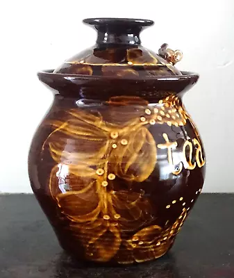 Buy GWILI POTTERY - Brown Glazed Tea Storage Jar With Mouse  - 1980s Pru Green - VGC • 19.99£
