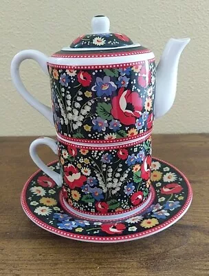 Buy Vera Bradley Poppy Fields Porcelain Tea Pot Cup Saucer • 17.32£