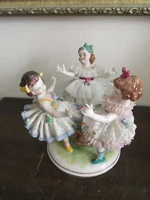 Buy Dresden Germany Lace Porcelain Figurine Three Dancer Girl  • 240.18£