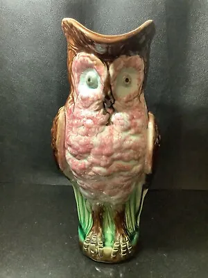 Buy Antique William  Brownfield 19th Century Majolica Pottery Owl Jug See Descrip • 65£