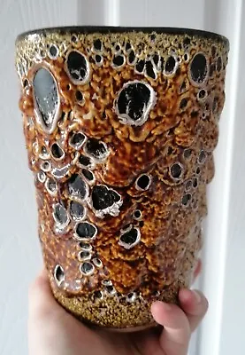 Buy Vallauris Fat Lava Honey Glaze Vase Mid Century Modern OS • 34.95£