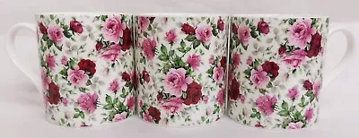 Buy English Rose Mugs Set 4 Fine Bone China 9oz 275 Ml Balmoral Pink Roses Cups UK • 22.50£